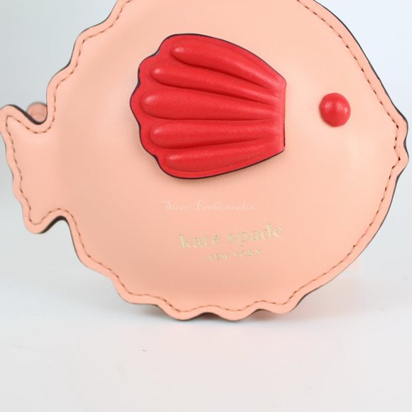 NWT Kate Spade Fish Leather Coin Wallet, Guava Juice, Zip Closure, Bag Charm - Picture 7 of 10